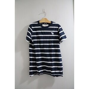 Abercrombie Fitch Navy White Stripe T Shirt Mens Size Medium Short Sleeve Casual